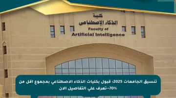 تنسيق الجامعات 2025: قبول بكليات الذكاء الاصطناعي بمجموع أقل من 70%—تعرف على التفاصيل الآن